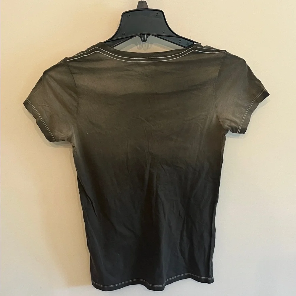True Religion Women's V-Neck Tee - Green and Gray Ombre